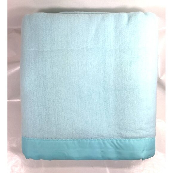 Vintage Bunny Esmond Dreamweaver Acrylic Baby Security Blanket Blue Satin Edge - Picture 7 of 11